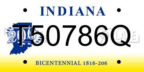 T50786Q Indiana License Plate