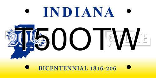 T50OTW Indiana License Plate