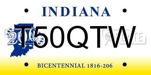 T50QTW Indiana License Plate