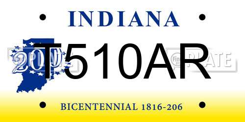 T510AR Indiana License Plate