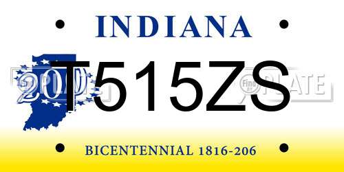 T515ZS Indiana License Plate