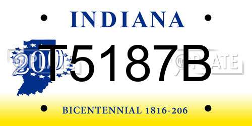 T5187B Indiana License Plate