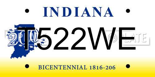 T522WE Indiana License Plate