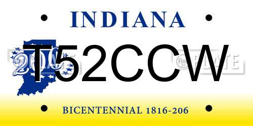 T52CCW Indiana License Plate