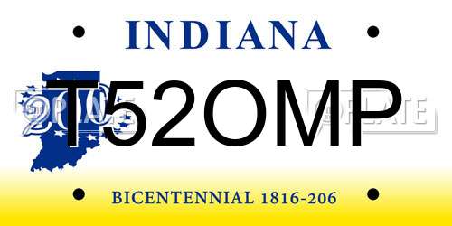 T52OMP Indiana License Plate