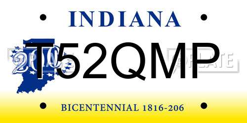 T52QMP Indiana License Plate