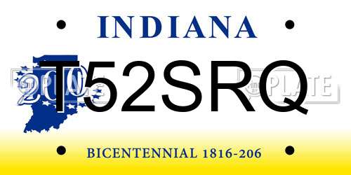 T52SRQ Indiana License Plate