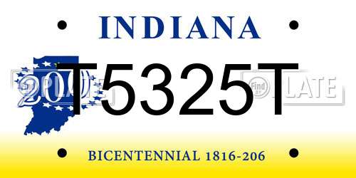 T5325T Indiana License Plate