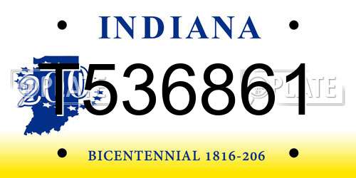 T536861 Indiana License Plate