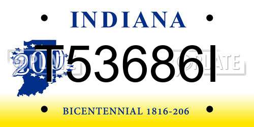 T53686I Indiana License Plate