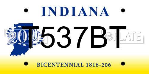 T537BT Indiana License Plate