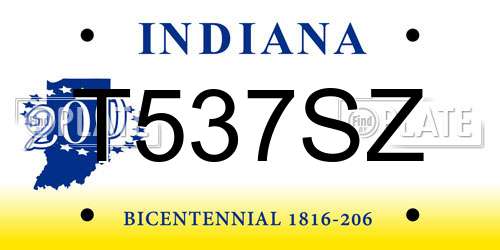 T537SZ Indiana License Plate
