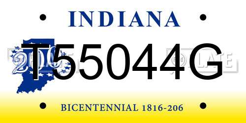 T55044G Indiana License Plate