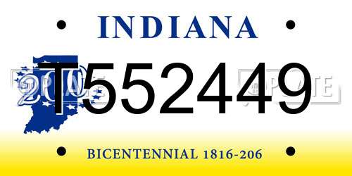 T552449 Indiana License Plate
