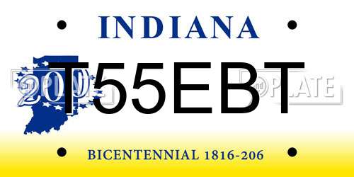 T55EBT Indiana License Plate