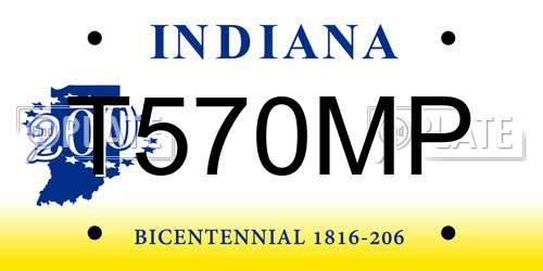 T570MP Indiana License Plate
