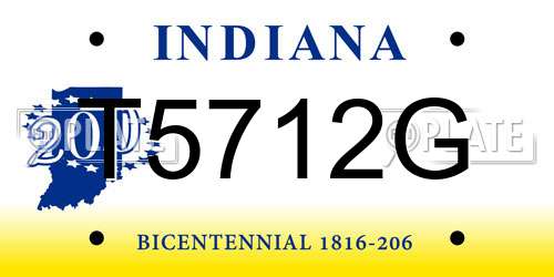 T5712G Indiana License Plate