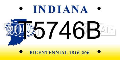 T5746B Indiana License Plate