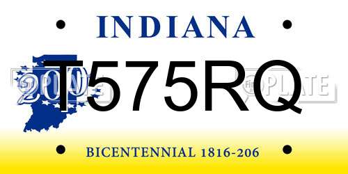T575RQ Indiana License Plate