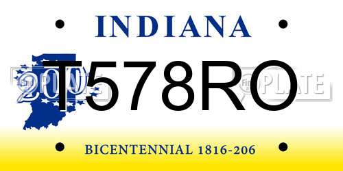T578RO Indiana License Plate