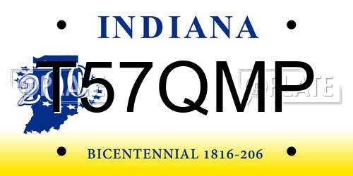 T57QMP Indiana License Plate