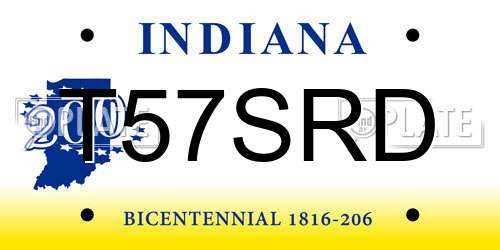 T57SRD Indiana License Plate