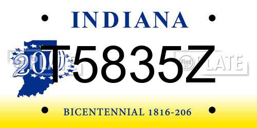 T5835Z Indiana License Plate
