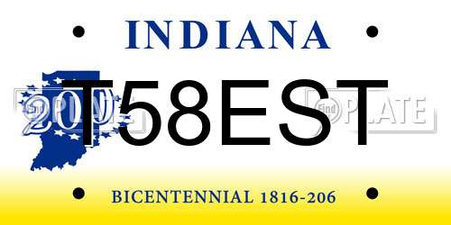 T58EST Indiana License Plate