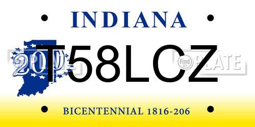 T58LCZ Indiana License Plate