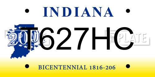 T627HC Indiana License Plate