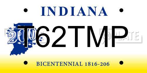 T62TMP Indiana License Plate