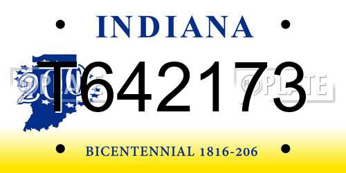T642173 Indiana License Plate