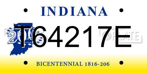 T64217E Indiana License Plate