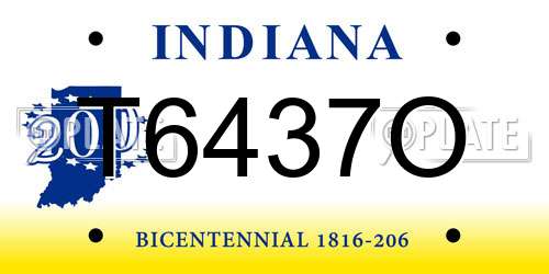 T6437O Indiana License Plate