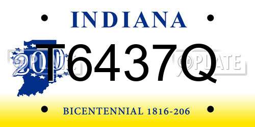 T6437Q Indiana License Plate