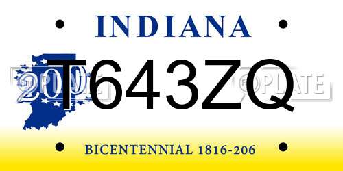 T643ZQ Indiana License Plate