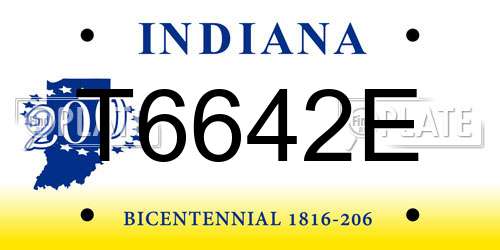 T6642E Indiana License Plate