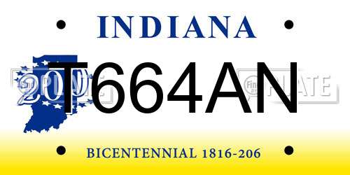 T664AN Indiana License Plate
