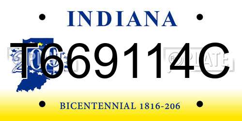 T669114C Indiana License Plate