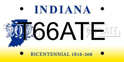 T66ATE Indiana License Plate