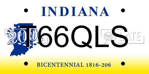 T66QLS Indiana License Plate