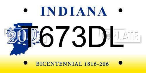 T673DL Indiana License Plate