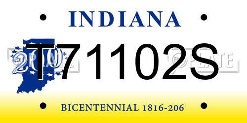 T71102S Indiana License Plate