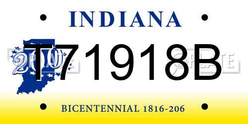 T71918B Indiana License Plate