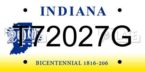 T72027G Indiana License Plate
