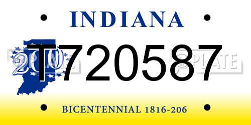 T720587 Indiana License Plate