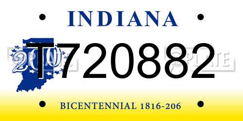 T720882 Indiana License Plate