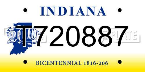 T720887 Indiana License Plate