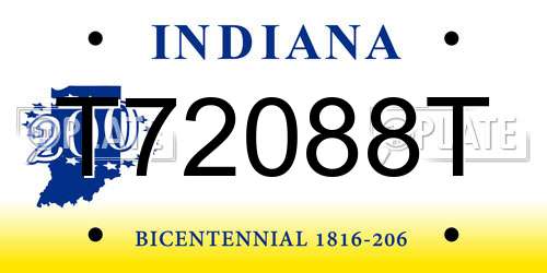 T72088T Indiana License Plate