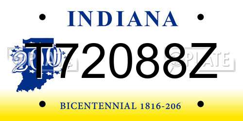 T72088Z Indiana License Plate
